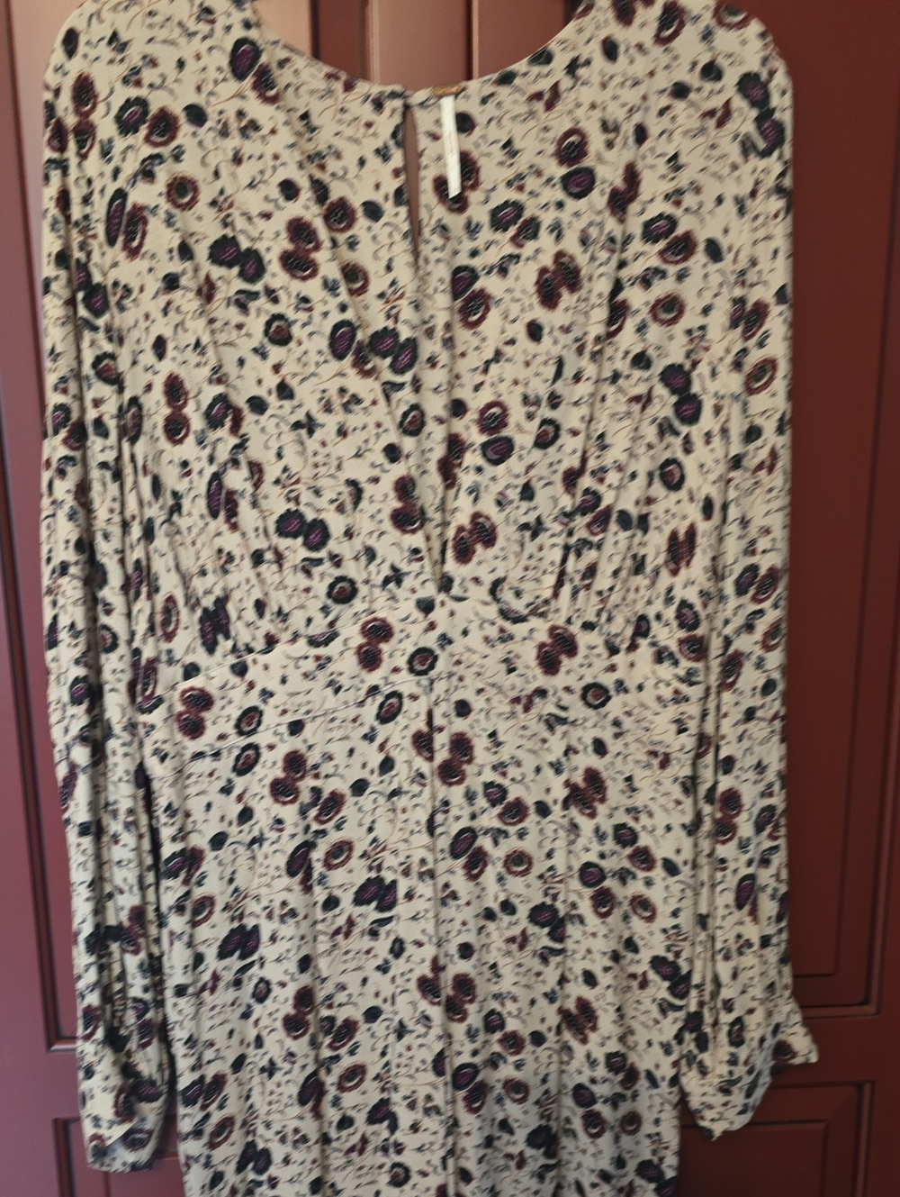 Women's Cream Floral Long-Sleeve Jumpsuit